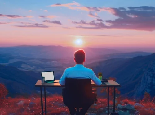 Workation | Geschäftsmann im Sonnuntergang | VDR