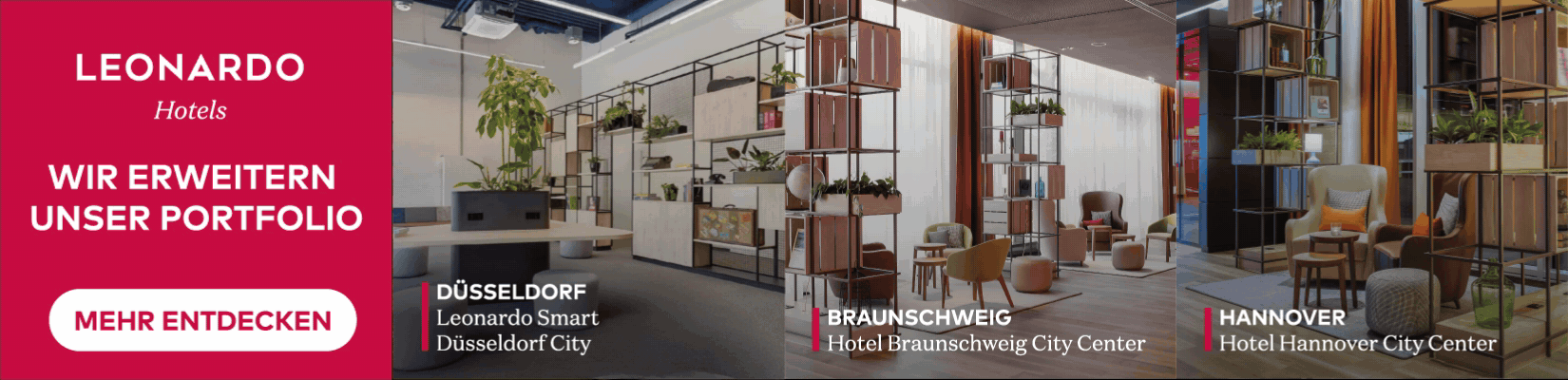 Erweitertes Portfolio bei Leonardo Hotels | VDR-Overlay-Banner Erweitertes Portfolio bei Leonardo Hotels | VDR-Overlay-Banner